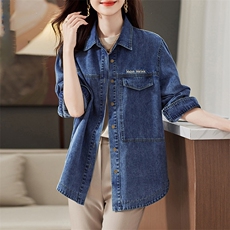 清仓捡漏~牛仔衬衫女短外套春秋2025新款叠穿上衣大码女装薄衬衣，女装衬衫，丽影随形