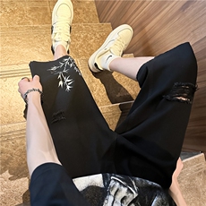 D2058-p45-控68现货风宽松cleanfit牛仔裤七分裤黑暗，男装牛仔裤，星座116