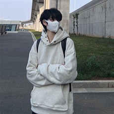 抖音得物品质支持退换480克全棉加绒加厚宽松两粒扣连帽卫衣CM22，男装卫衣，电商A486