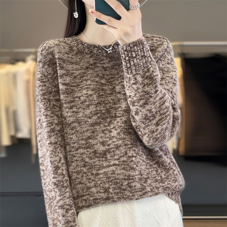 2024年秋冬季澳洲羊毛慵懒加厚花纱羊毛衫，女装羊毛衫，忠诺羊绒