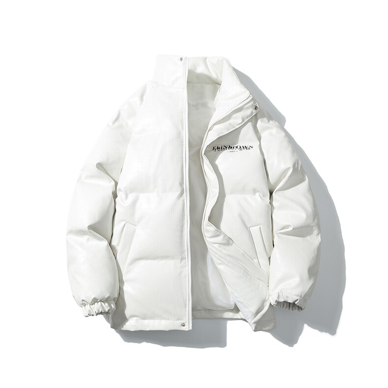 1白底鳄鱼纹手塞棉大码M-5XL夹克PU皮棉服外套男8507P120控158图片