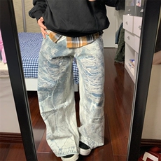 WE1773-P58美式复古高街3D打印花牛仔裤，男装牛仔裤，电商B323A