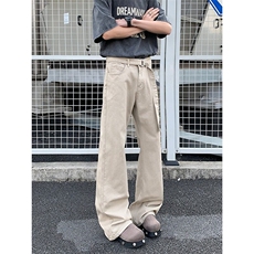 美式弯刀工装裤男女cleanfit腰带设计休闲裤老钱微喇裤K6200-P48，男装休闲裤，星座412-3