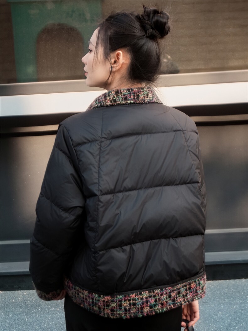 2025冬装常规保暖外套民族风羽绒短款小香风,女装羽绒服,沫晗依美