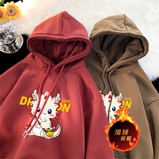 龙年卫衣冬季美式加绒加厚卫衣外套DL1725常规特P35加绒特40，男装卫衣，电商A486