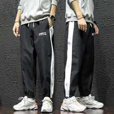 2021秋季新瓷砖墙日系大码男印花条纹运动九分裤休闲裤K2078-P30，男装休闲裤，电商A001