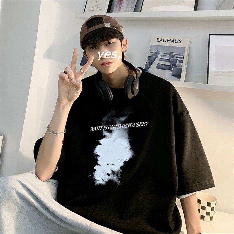 抖音得物二开 现货 220克夏装重磅美式高街宽松短袖t恤 MT195图片