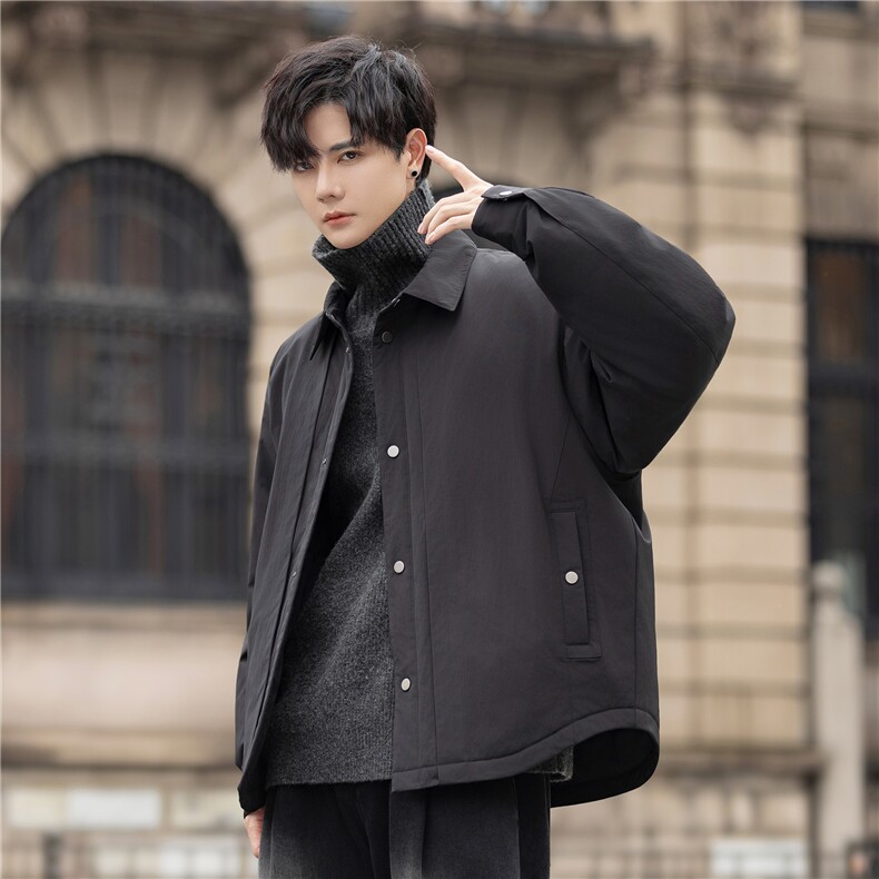 设计款羽绒服男冬装极简风白鸭绒防寒羽绒衬衫外套5157-P295控498,男装衬衫,电商A355（原A415）
