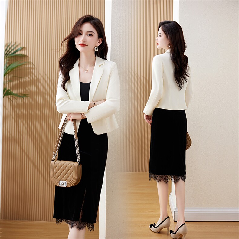西装连衣裙女高级感秋季小个子气质名媛小香风洋气背心裙两件套装，女装套装/套裙，贝蕾酷儿
