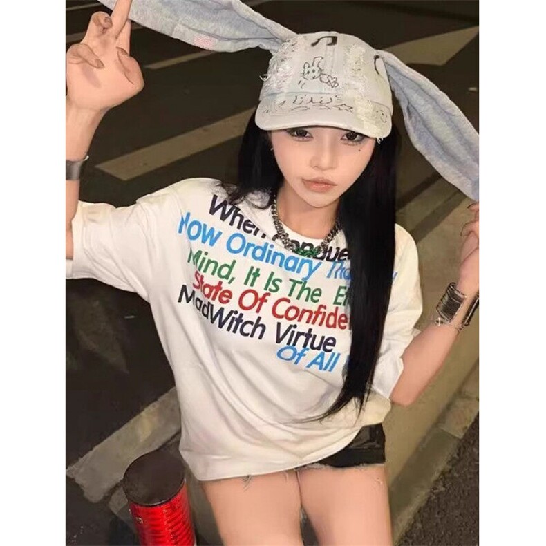 彩虹字母印花圆领短袖T恤男女夏季宽松休闲百搭上衣TY004,男装T恤,星座1116A（原606A-3）