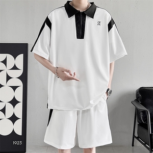 高品质夏款男运动套装印花短袖体恤POLO衫短裤套装TZ141 P45图片