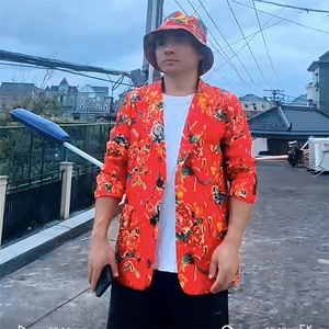 RS1高质量东北大花休闲喜庆伴郎结婚团队表演出服大码风潮男图片