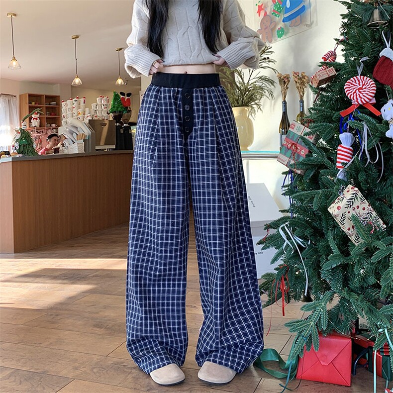 大码胖子美式复古格子阔腿裤宽松裤子垂感直筒休闲裤601-1-X507,男装休闲裤,星座601-1