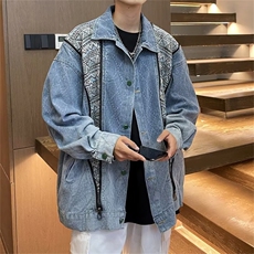 美式复古情侣牛仔外套春秋季潮牌宽松痞帅工装夹克男JK01211-P78，男装夹克，星座308B-2