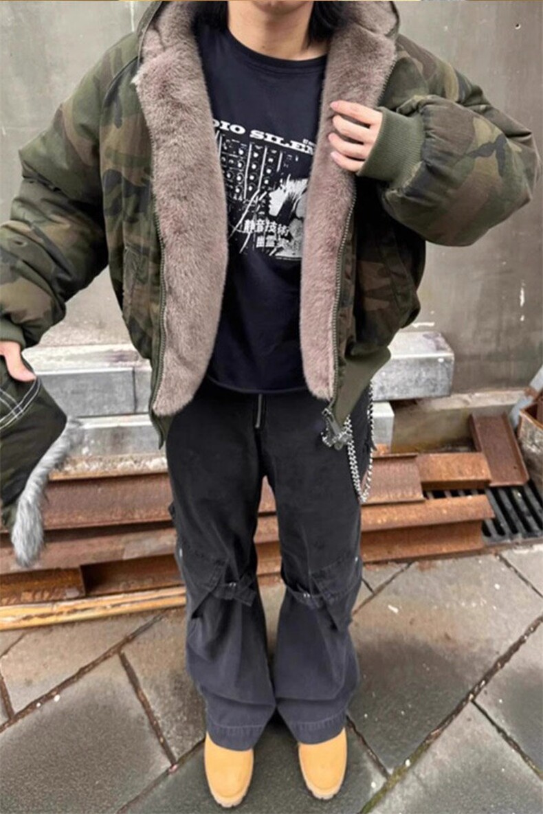 【有货】仿貂毛迷彩棉服加绒加厚外套MY2221特P128,男装棉衣,星座908-1