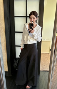 高级感设计叠褶秋冬西装裤百搭阔腿裤图片