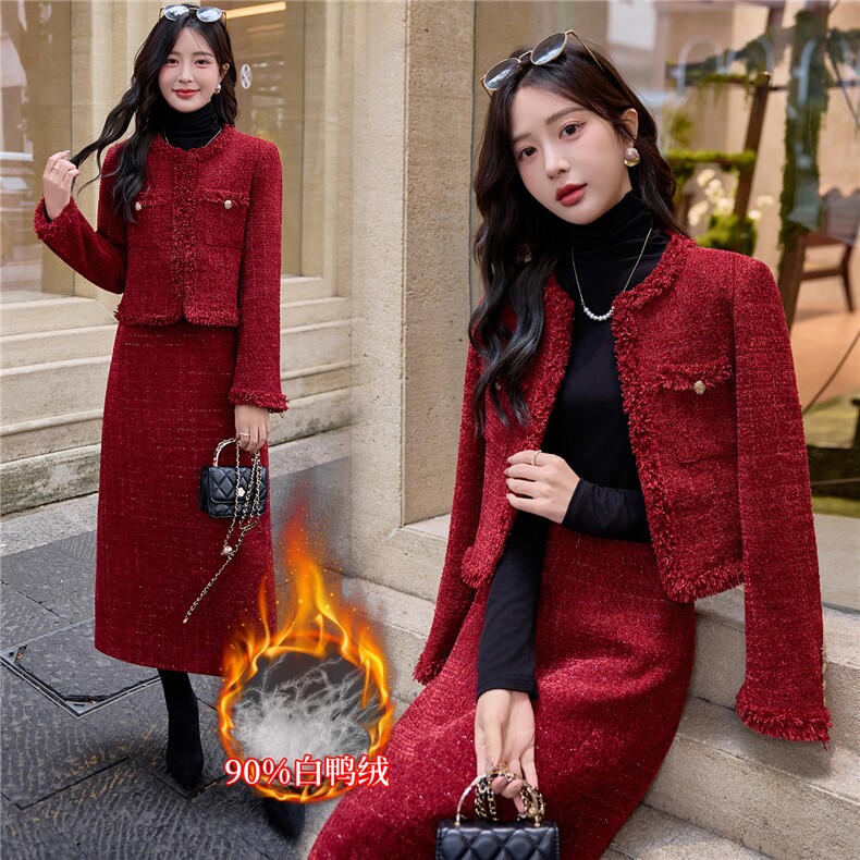 【bao款加羽绒已出】2025冬装新款红色新娘敬酒服90%白鸭绒两件套,女装套装/套裙,雅静靓衣