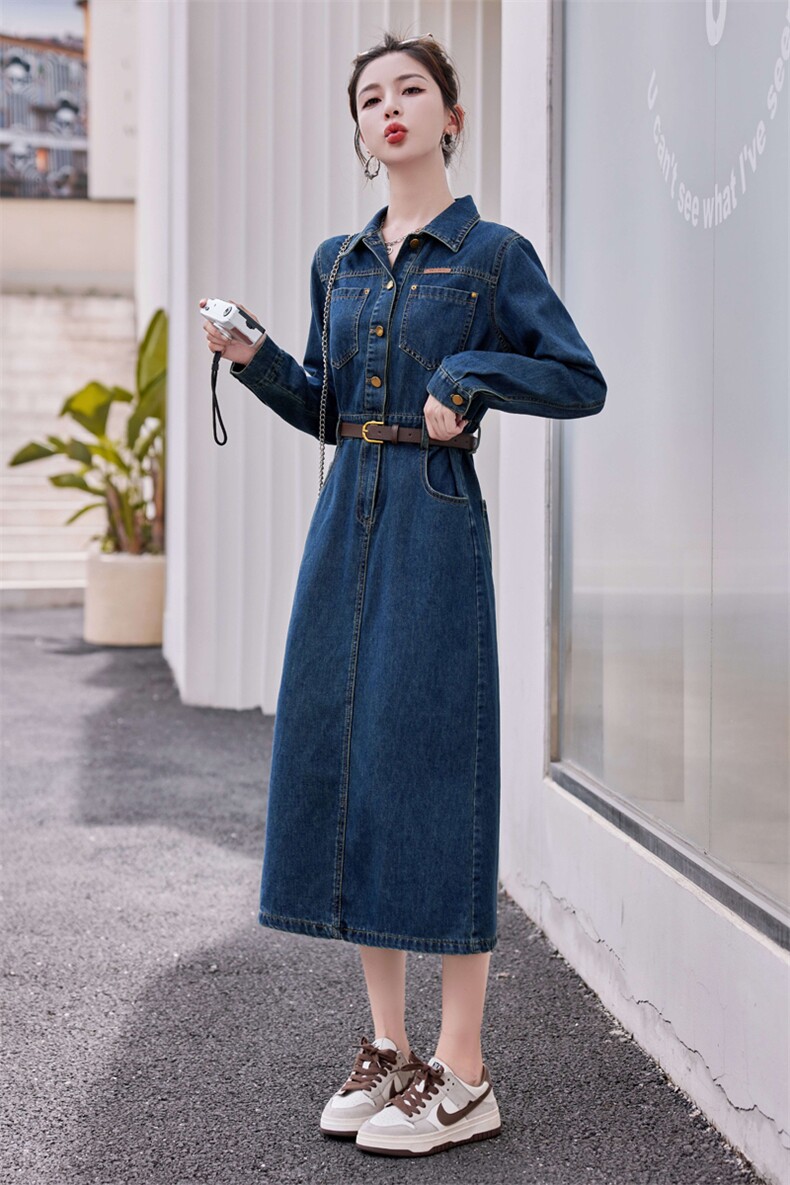 欧货牛仔连衣裙女春秋2025新款洋气减龄休闲收腰显瘦高级感连衣裙,女装连衣裙,瑶迪依秀