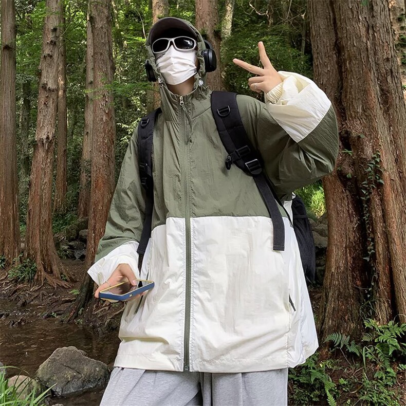时尚防晒服拼色美式防紫外线薄款情侣装外套UPF50+凉感男士防晒衣,男装防晒衣,星座1210-1