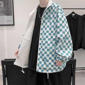 秋上新两面穿开衫夹克港风男女韩版徽章棒球服运动外套 8002-P100图片