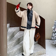 韩系双面穿皮毛一体环保羊羔毛加厚外套F692-P215-K298，女装毛呢外套，2C255