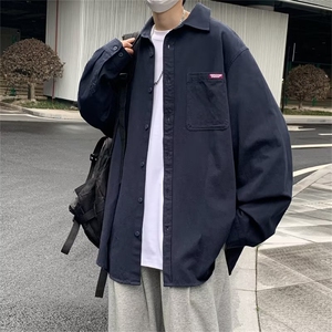 春秋季新款纯色长袖衬衫男潮流宽松男装上衣服休闲CS024-P40