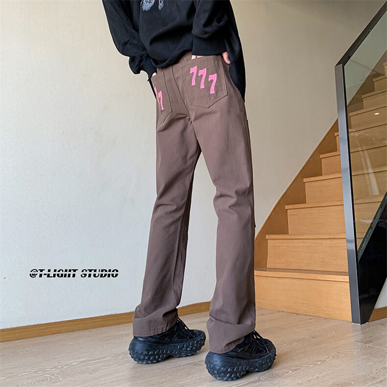 B221美式ins高街小众暗黑刺绣修身小脚休闲裤LK23039-P60控78,男装休闲裤,电商B221