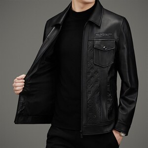 DLSN22077新款皮衣男头层绵羊皮夹克翻领商务休闲男装P950图片