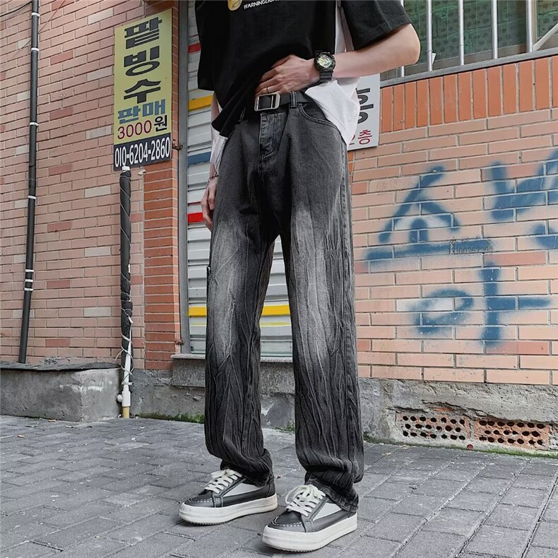 欧美高街vibe扎染裤子ins潮牌牛仔裤男秋冬美式直筒裤N08141-P45,男装牛仔裤,星座308B-1