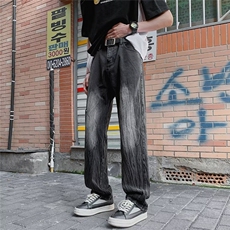 欧美高街vibe扎染裤子ins潮牌牛仔裤男秋冬美式直筒裤N08141-P45，男装牛仔裤，星座308B-1