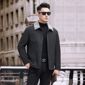 现货新标90绒中青年轻薄羽绒服外套男士羊羔毛领羽绒服夹克图片