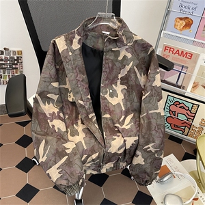 美式复古做旧立领迷彩冲锋衣夹克外套男春秋工装上衣潮JK021-P68图片