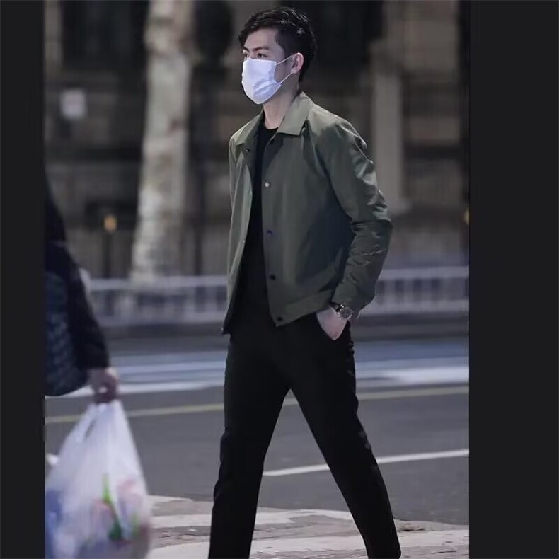 2025秋季新款男士夹克潮流韩版修身帅气时尚百搭休闲纯色翻领上衣,男装夹克,星座506A