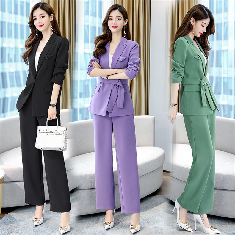 2022春季时尚纯色西装潮流休闲简约女款时尚套装,女装套装/套裙,众宇琦