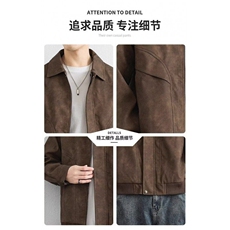 痞帅皮衣外套男生开春穿搭潮流无品牌慵懒原宿文艺简约新款，男装皮衣，星座410-7