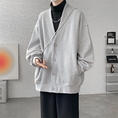 纯色开衫外套M~8XL大码高级感重磅宽松华夫格慵懒卫衣KS2101/P60，女装短外套，电商B238