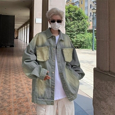 美式高街黄泥口袋可拆卸牛仔夹克男女复古潮牌外套男W6533-P60，男装工装外套，星座412-3