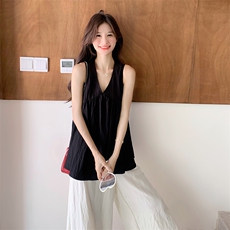 法式复古气质减龄背心阔腿裤女2025夏季新款高级感小众设计感套装，女装套装/套裙，浙宝220A