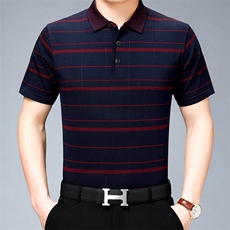 男装T恤夏季新款POLO衫中青年男士爸爸夏装针织半截袖修身打底衫，男装Polo衫，钱塘6003A(原)4033A