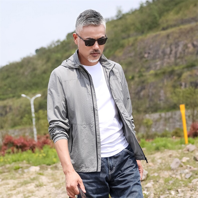 皮肤衣户外超薄透气防晒衣中年男士休闲夹克防晒衣运动外套男图片