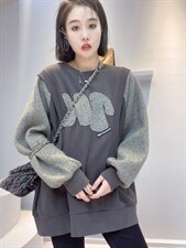 拼接加绒卫衣，女装卫衣/绒衫，HEY.KK