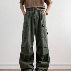 美式复古水洗多口袋伞兵工装裤男女vintage潮牌宽松休闲阔腿裤子，男装工装外套，星座715-4