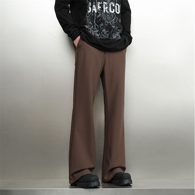 半松紧休闲西裤男秋季新款潮流显瘦微喇裤垂感直筒裤子K69-P45，男装西裤，星座610（原A335）