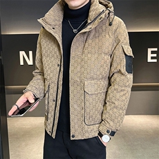 字母暗花贴标PU皮羽绒服外套男上衣控劵后288A329-YR9863-P205，男装羽绒服，电商A329