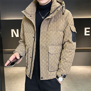 字母暗花贴标PU皮羽绒服外套男上衣 控劵后288 A329-YR9863-P205图片