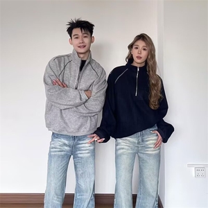 2025秋季新款潮流潮牌宽松百搭男女美式长袖简约时尚休闲卫衣上衣图片