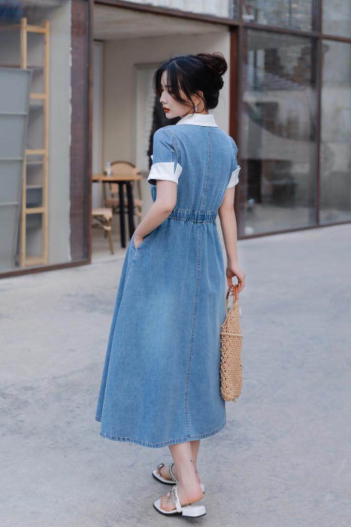 2023年夏装牛仔连衣裙，女装连衣裙，贻思茗