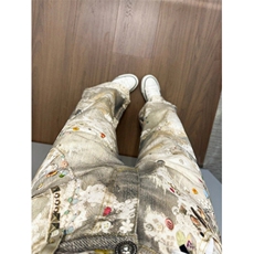 【有货】N1065CC-特P60美式复古涂鸦印花破洞牛仔裤男女，男装牛仔裤，星座1007（原301D）