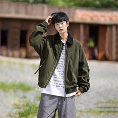 得物二开翻领百搭时尚灯芯绒简单复古工装夹克外套男JK1356-P85，男装夹克，星座1103-3