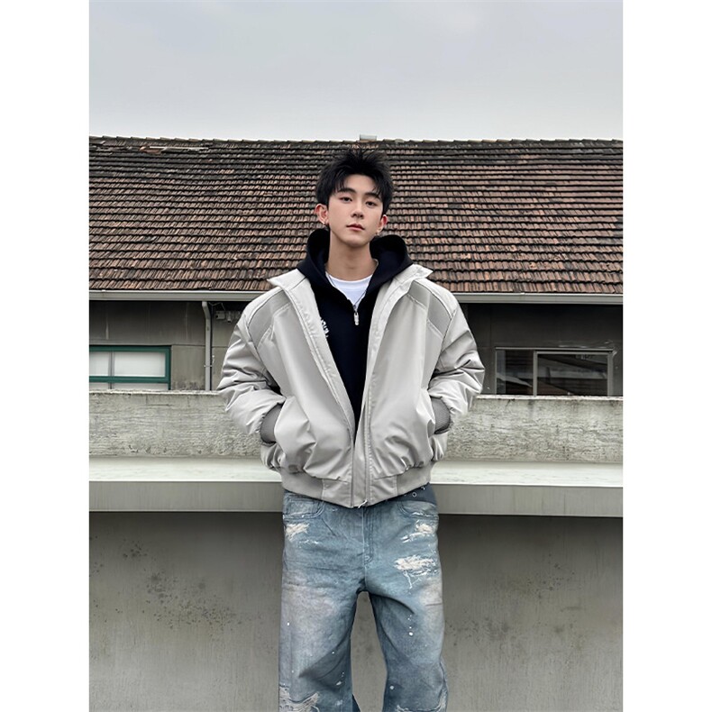 秋冬中性风保暖棉服男士cleanfit运动潮牌美式解构立领棒球服棉衣,男装棉衣,四季星座505